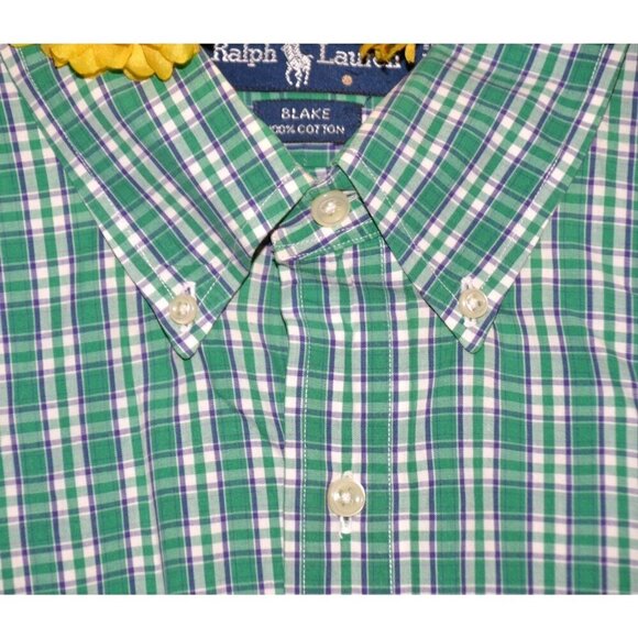 Ralph Lauren Blake Men's Green Plaid Button Up Shirt XL Embroidered Logo Casual - Picture 3 of 8